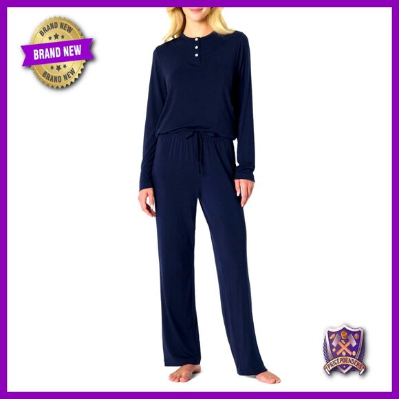 Other - Women's Long Sleeve Henley Pajama Set Modal Jersey Large Relaxed Fit
